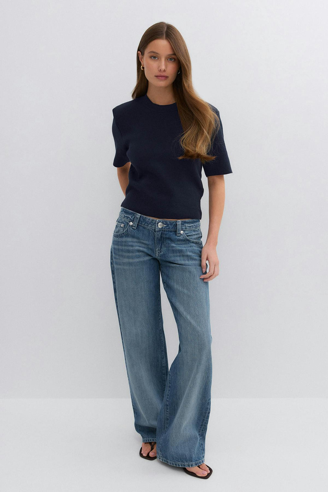 Shoulder pad knitted top - Navy blazer