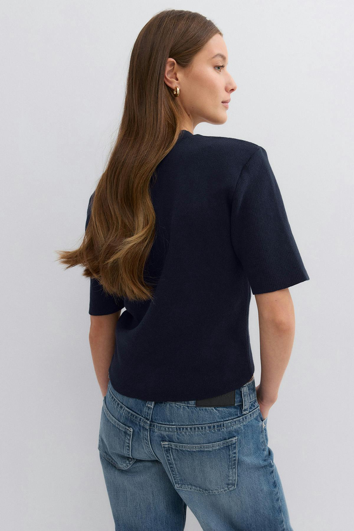 Shoulder pad knitted top - Navy blazer