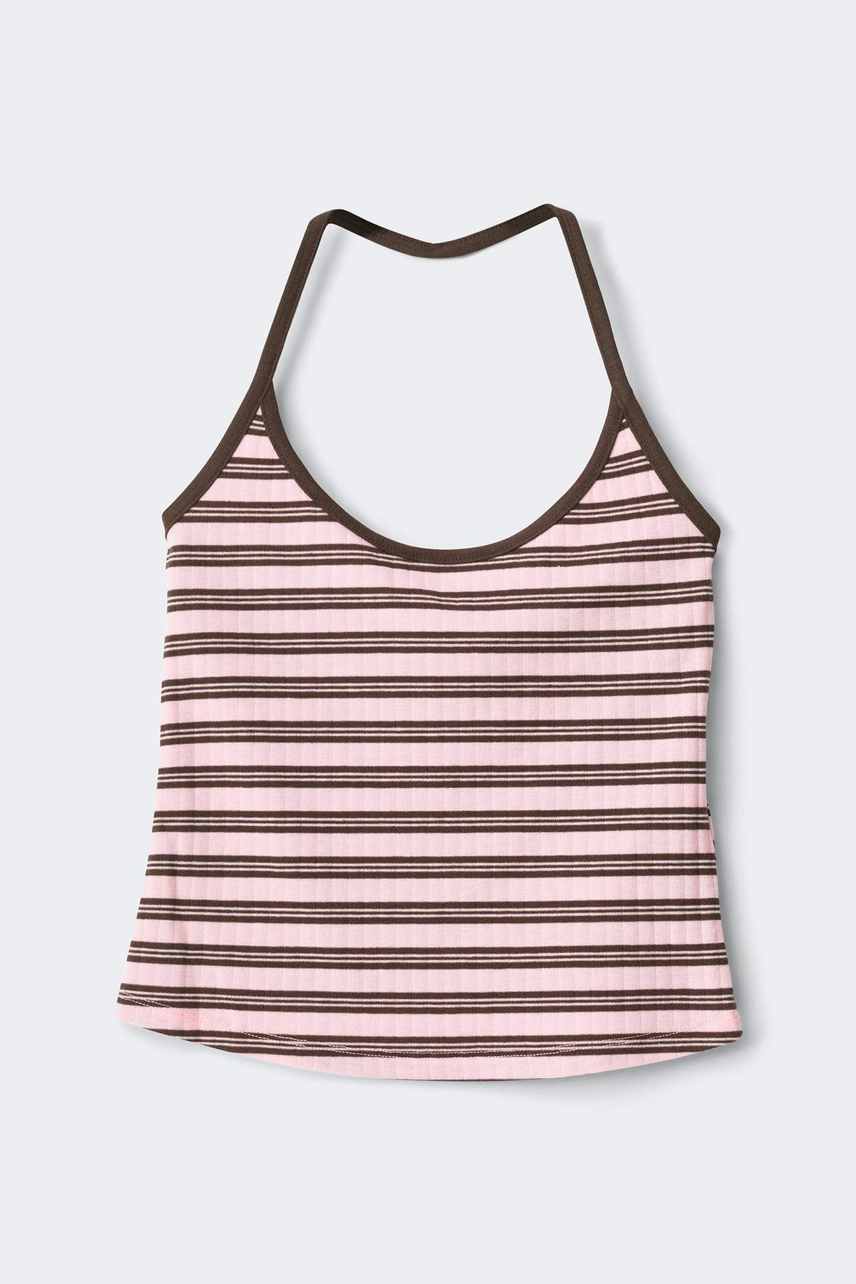 Loungewear halterneck singlet - Brown/pink