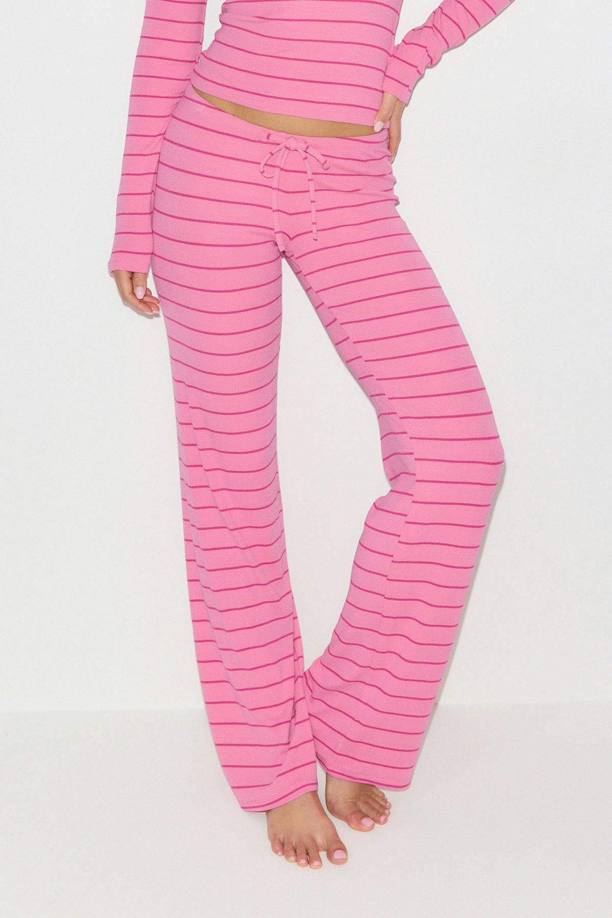 Low waist loungewear trousers - Yellow stripe