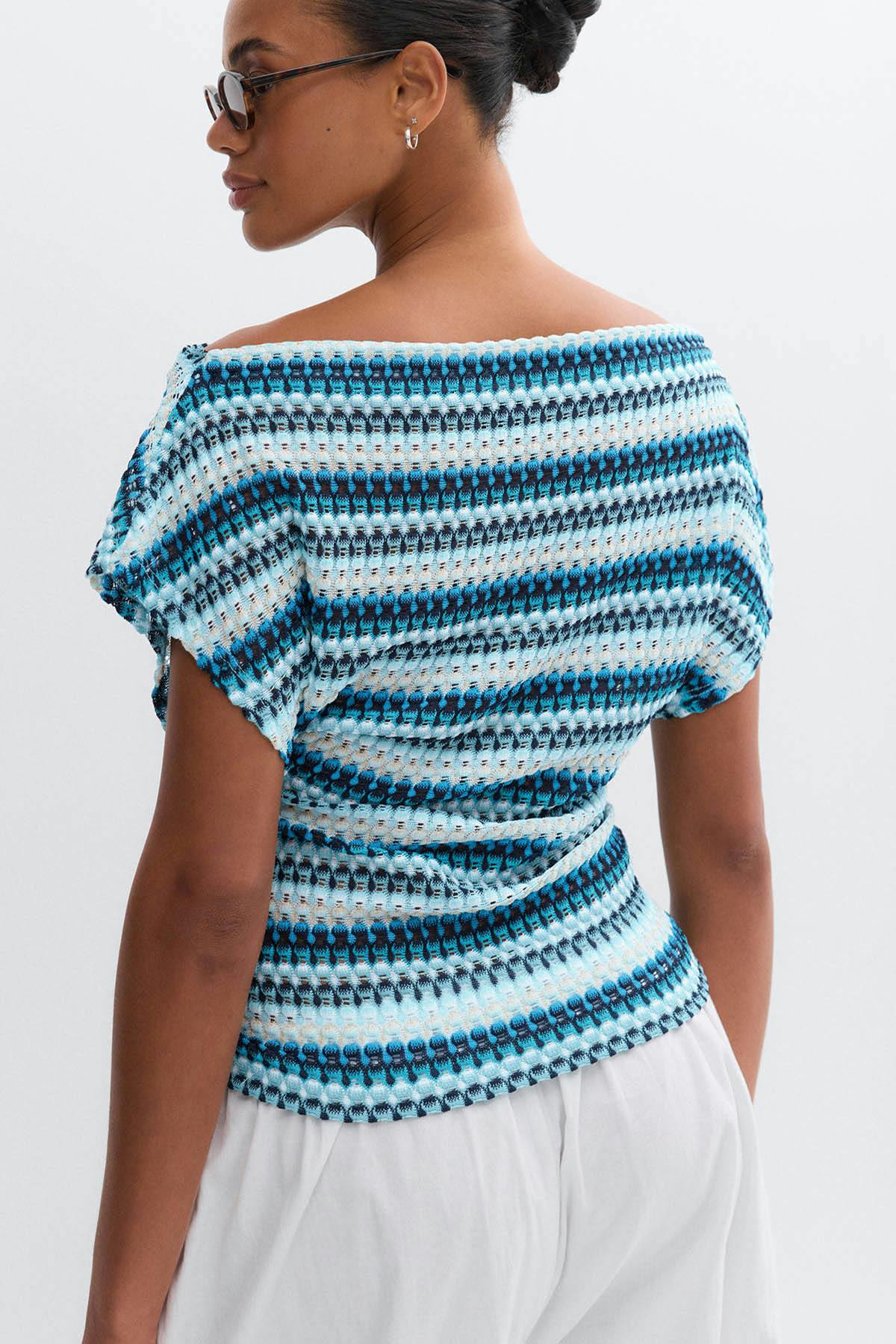 Dropped shoulder top - Bleu
