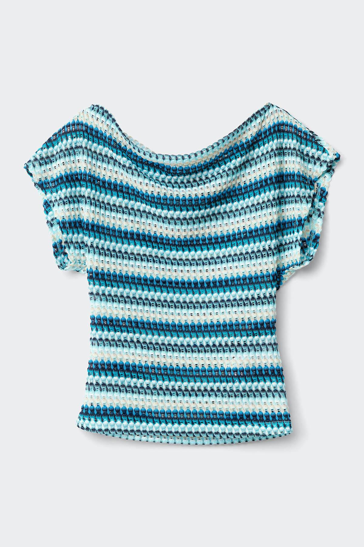 Dropped shoulder top - Bleu