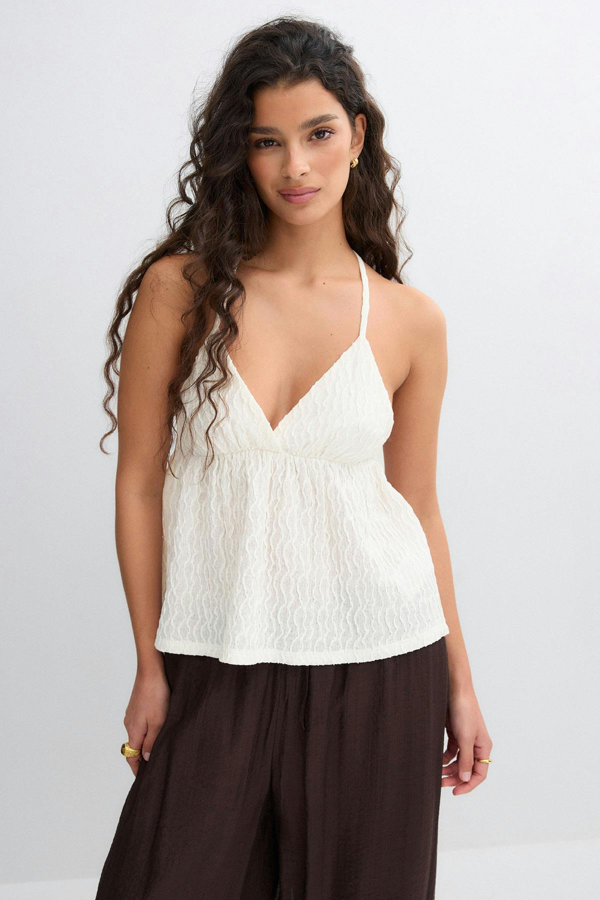Pearl strap singlet - Egret