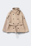 Dropped waist high neck trench - Beige