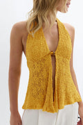 Lace halterneck top - Jaune clair