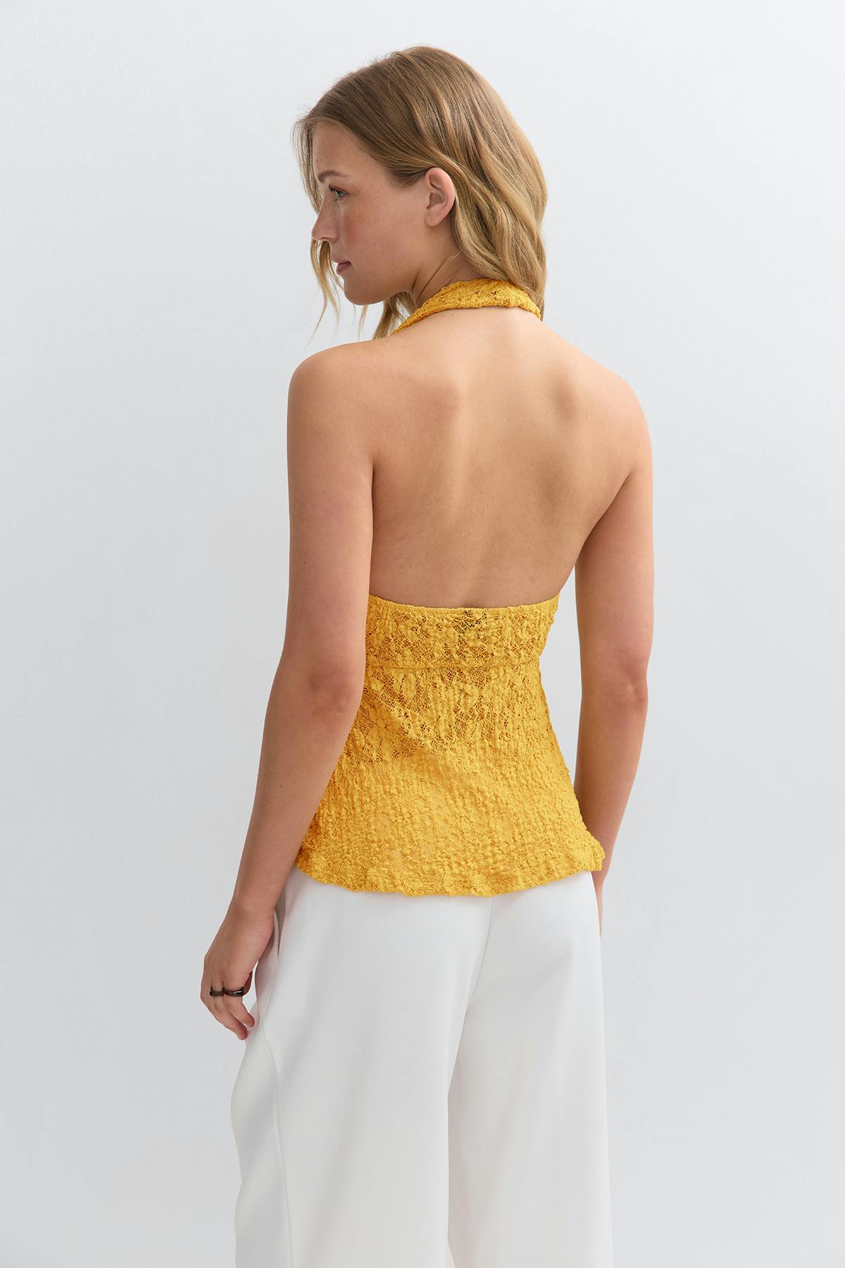 Lace halterneck top - Jaune clair