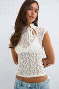 Mandarin lace top - Aloe wash