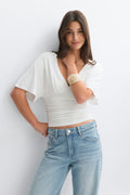 Shaped v-neck top - Noir