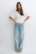 Shaped v-neck top - Noir
