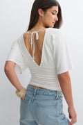 Shaped v-neck top - Noir