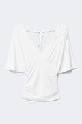 Shaped v-neck top - Blanc cassé