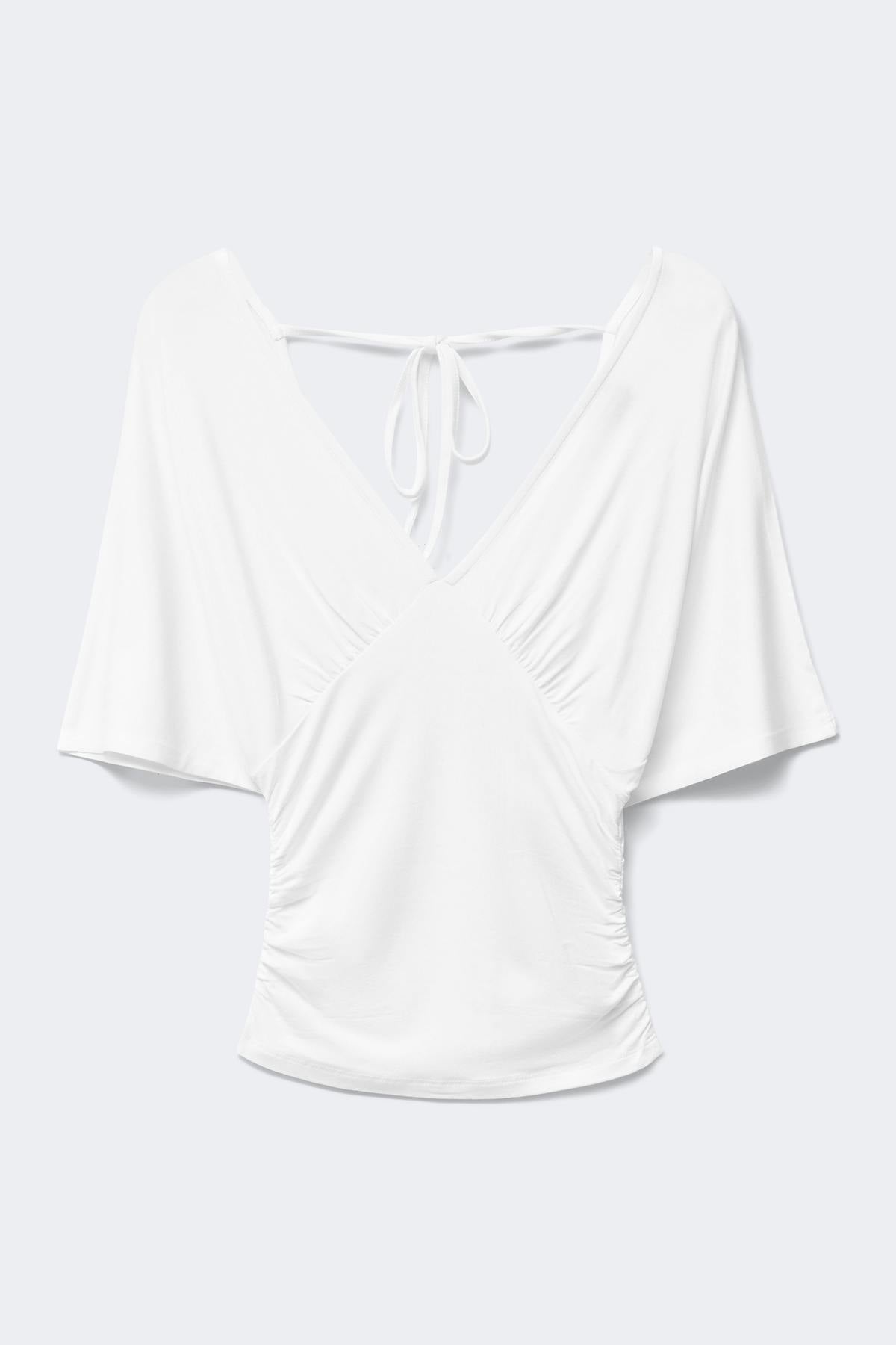 Shaped v-neck top - Blanc cassé