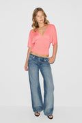 Shaped v-neck top - Blanc cassé