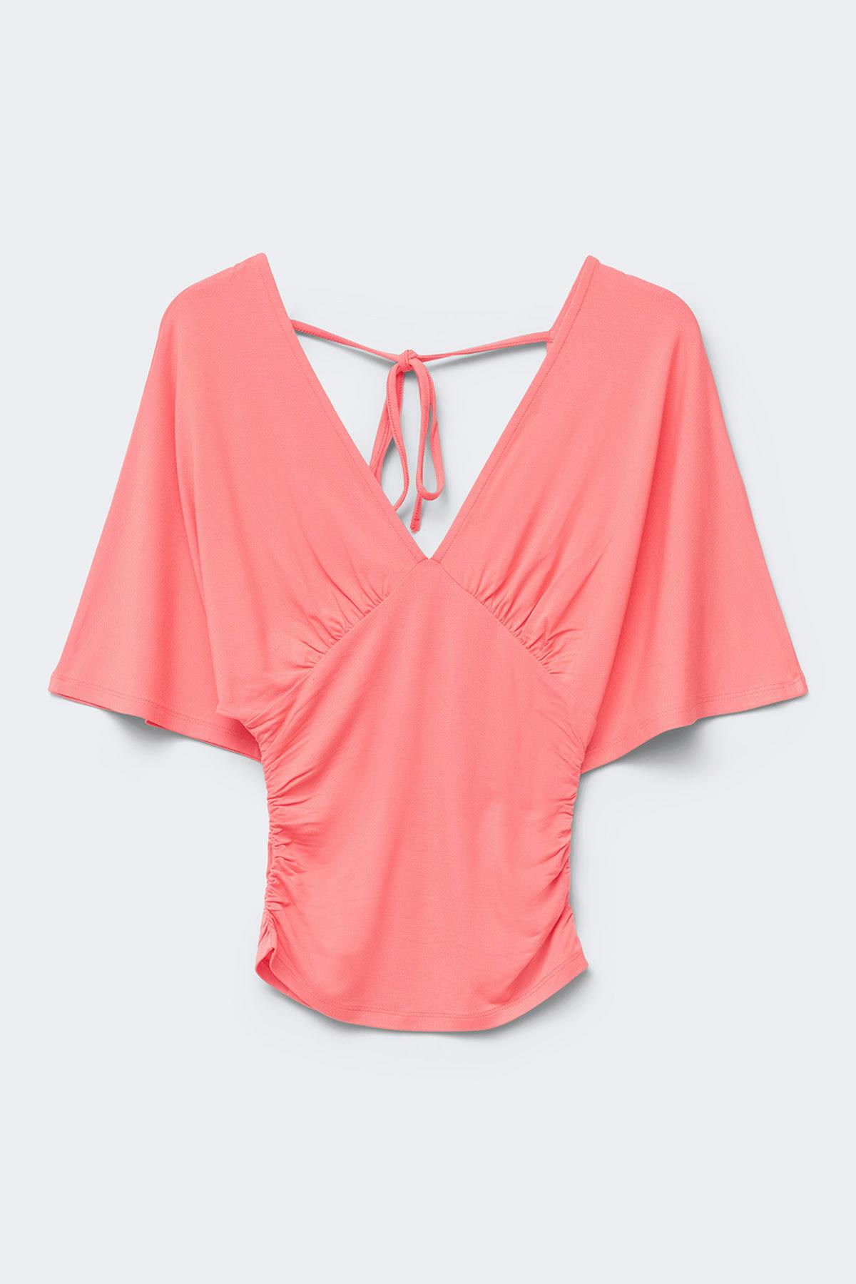 Shaped v-neck top - Blanc cassé