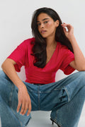 Shaped v-neck top - Chocolate plum