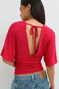 Shaped v-neck top - Chocolate plum