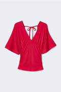 Shaped v-neck top - Chocolate plum