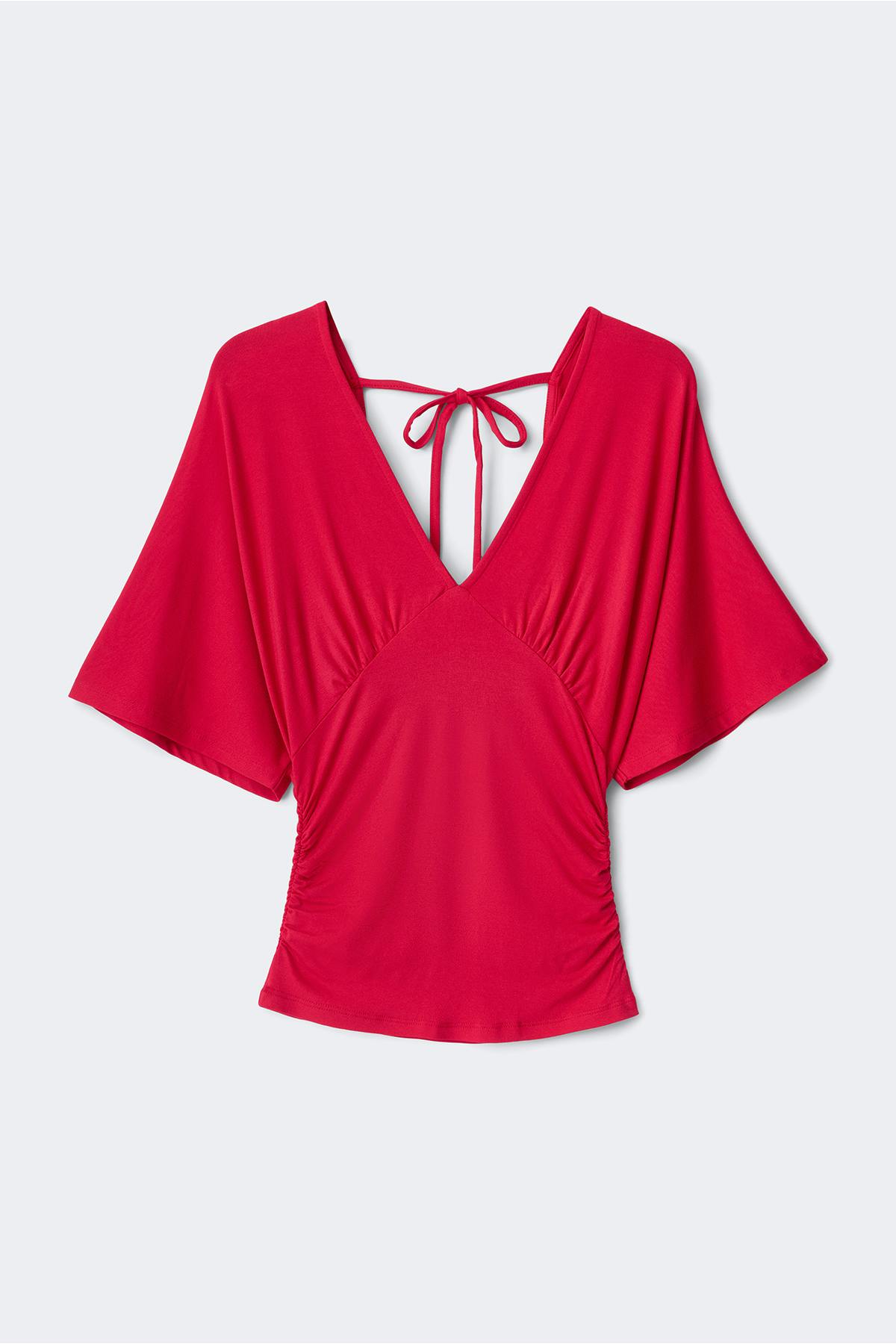 Shaped v-neck top - Chocolate plum