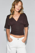 Shaped v-neck top - Corail