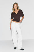 Shaped v-neck top - Corail
