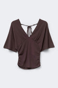 Shaped v-neck top - Corail
