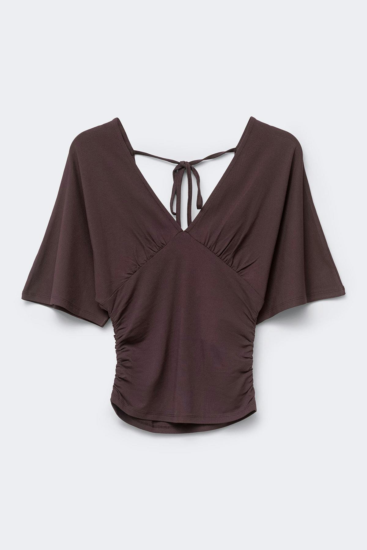 Shaped v-neck top - Corail