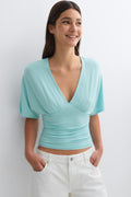 Shaped v-neck top - Tropic/aop