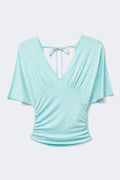 Shaped v-neck top - Aqua