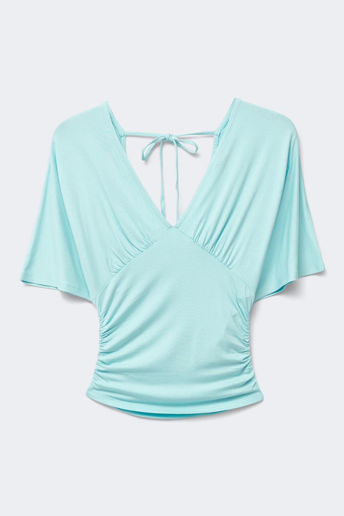 Shaped v-neck top - Aqua