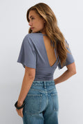Shaped v-neck top - Lipstick red