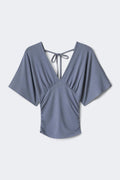 Shaped v-neck top - Lipstick red