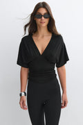 Shaped v-neck top - Aqua