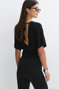Shaped v-neck top - Noir