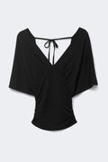 Shaped v-neck top - Noir