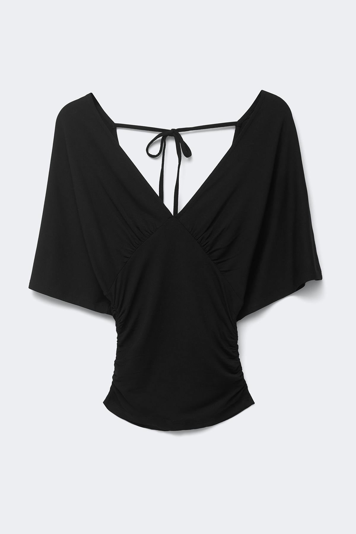 Shaped v-neck top - Noir