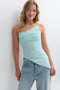 Asymmetric ruched singlet - Aqua