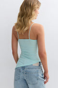 Asymmetric ruched singlet - Aqua