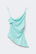 Asymmetric ruched singlet - Aqua
