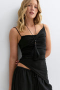Asymmetric ruched singlet - Aqua