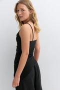 Asymmetric ruched singlet - Noir