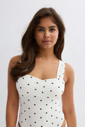 14+ ruched detail body - Black dot