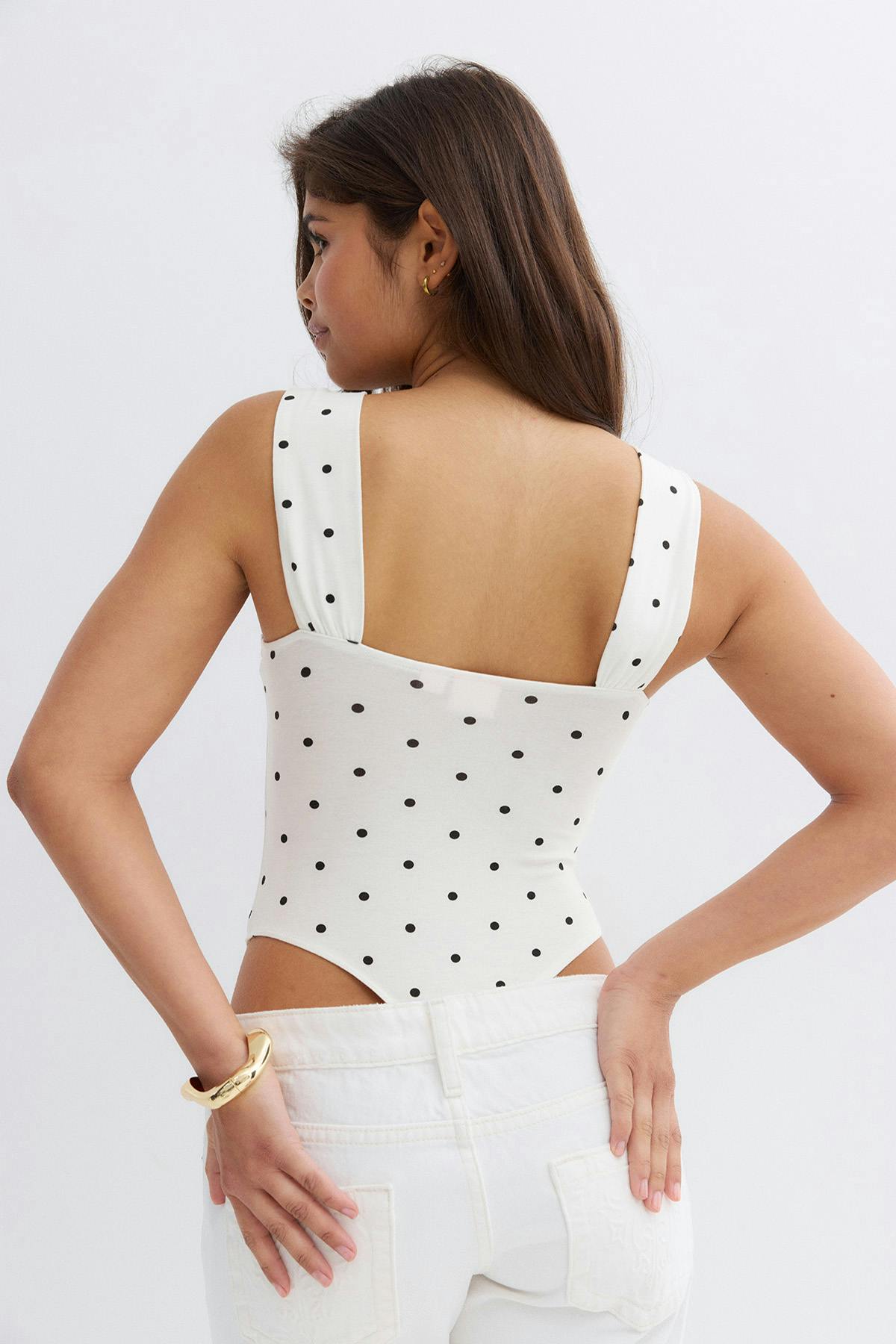 14+ ruched detail body - Black dot