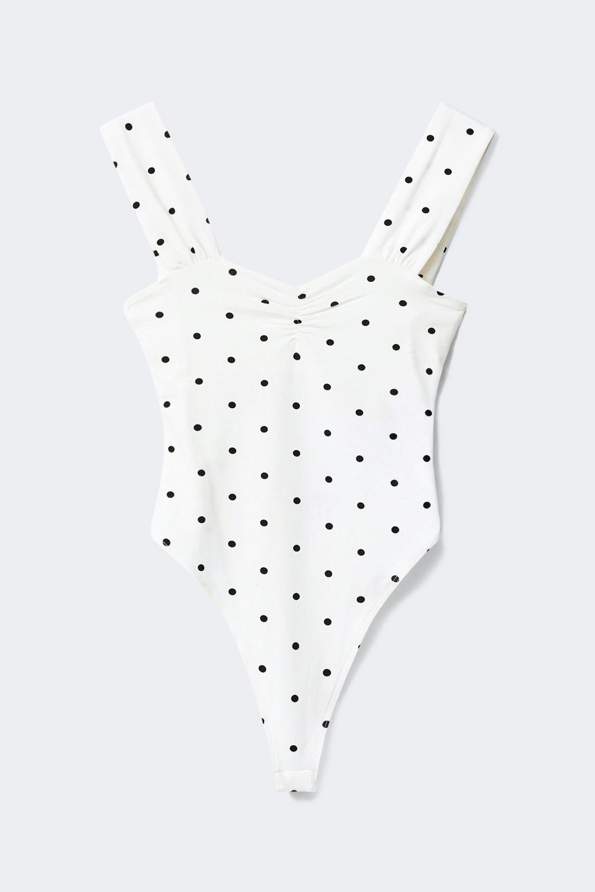 14+ ruched detail body - Black dot