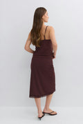 90s midi lace detail skirt - Decadent chocolate