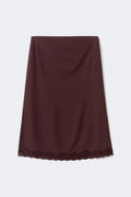90s midi lace detail skirt - Decadent chocolate