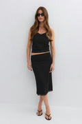 90s midi lace detail skirt - Decadent chocolate