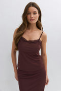 Lace detail singlet - Seal brown
