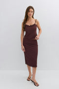 Lace detail singlet - Seal brown