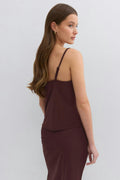 Lace detail singlet - Seal brown