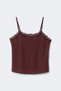 Lace detail singlet - Seal brown